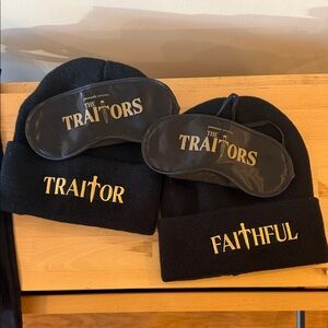Peacock Tv Black Traitors and Faithful Beanie Set